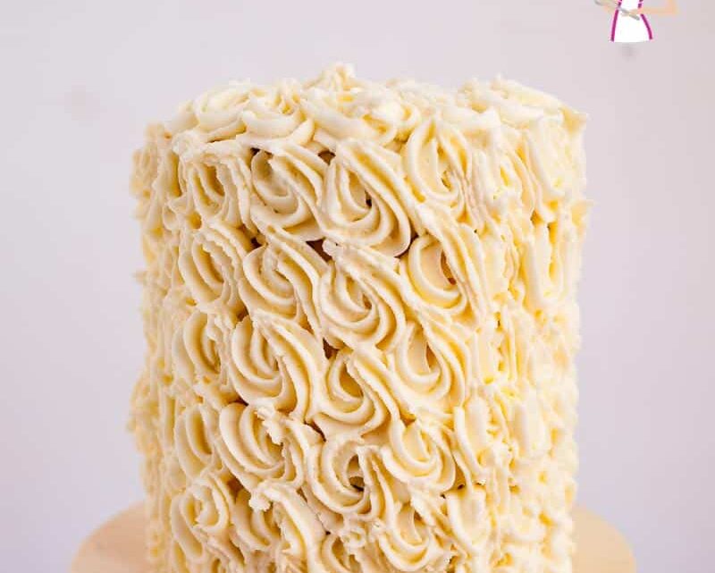 Bakery Style White Wedding Cake