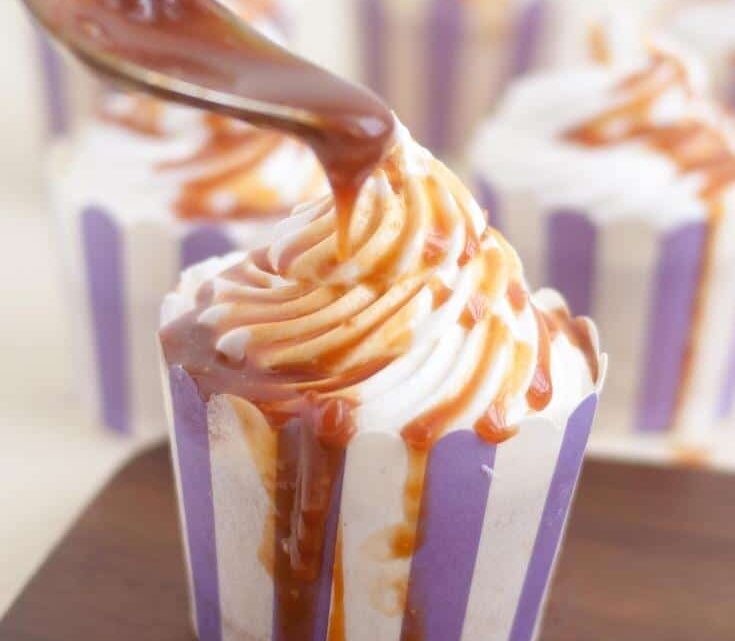 Caramel cupcakes with Swiss meringue buttercream and caramel sauce