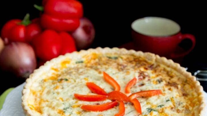 Caramelized Onions Roasted Red Peppers Quiche