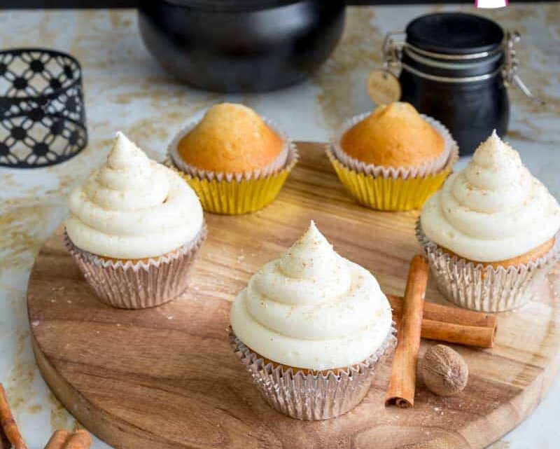 Eggnog Cupcakes with Eggnog Buttercream Frosting