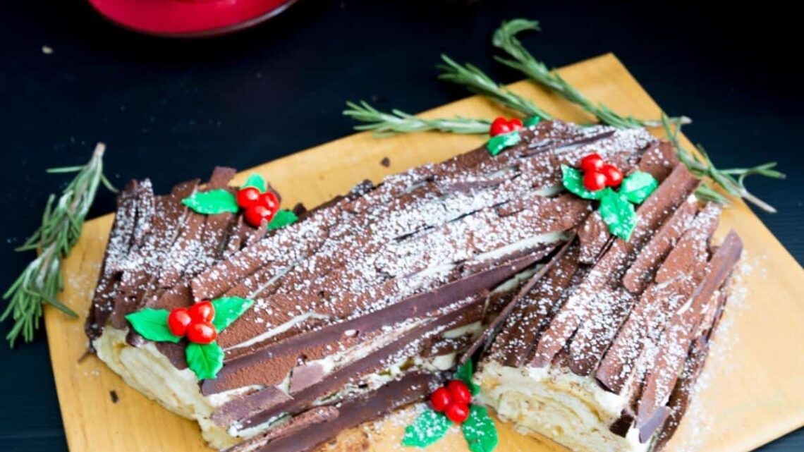 Eggnog Yule Log Cake   Buche de Noel