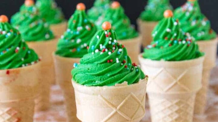 Ice Cream Cone Christmas Tree Cupcakes