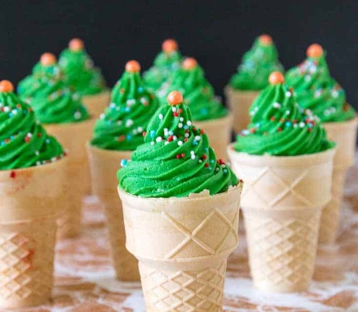 Ice Cream Cone Christmas Tree Cupcakes