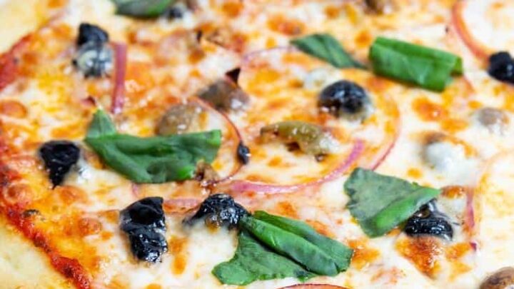 Olive Pizza with Red Onions