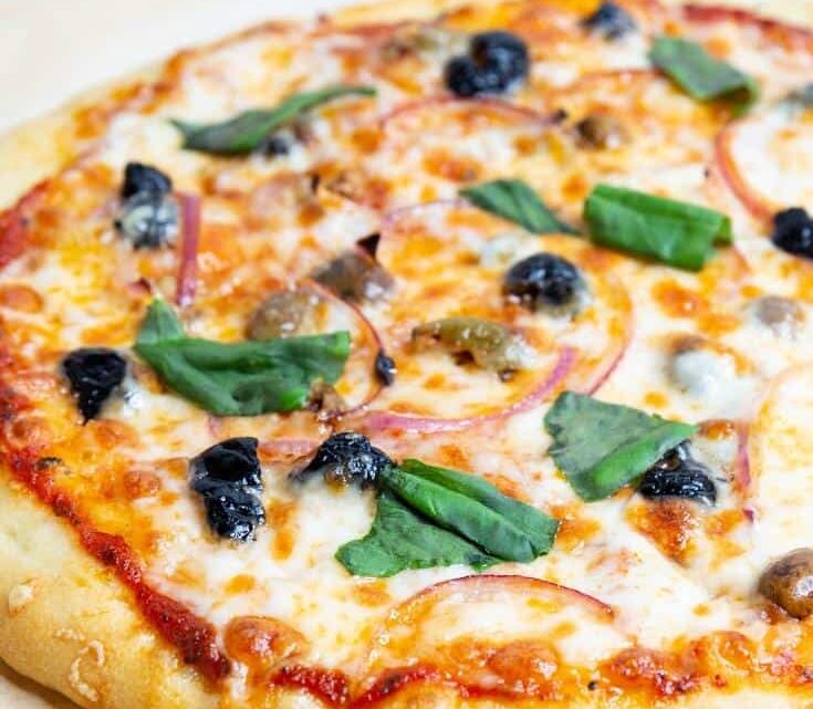 Olive Pizza with Red Onions