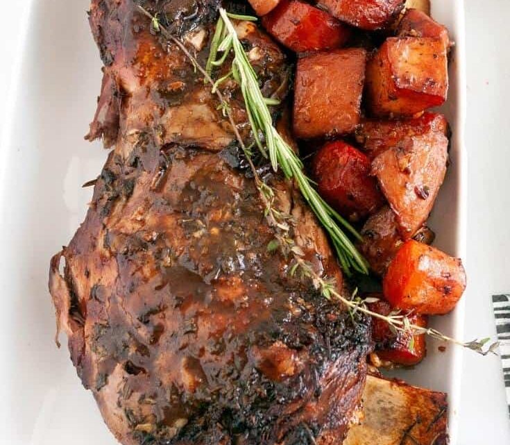 Roast Lamb Shoulder in Red Wine Sauce