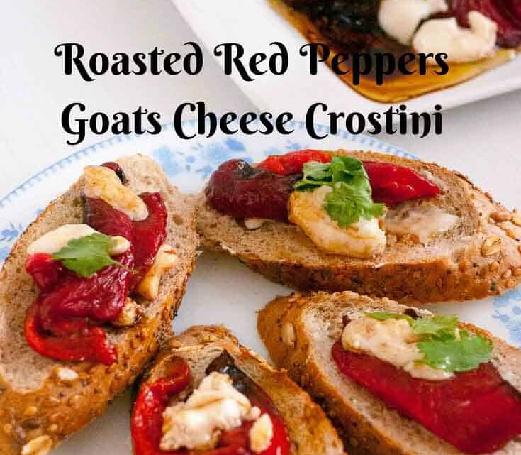 Roasted Red Peppers Goat Cheese Crostini Antipasti