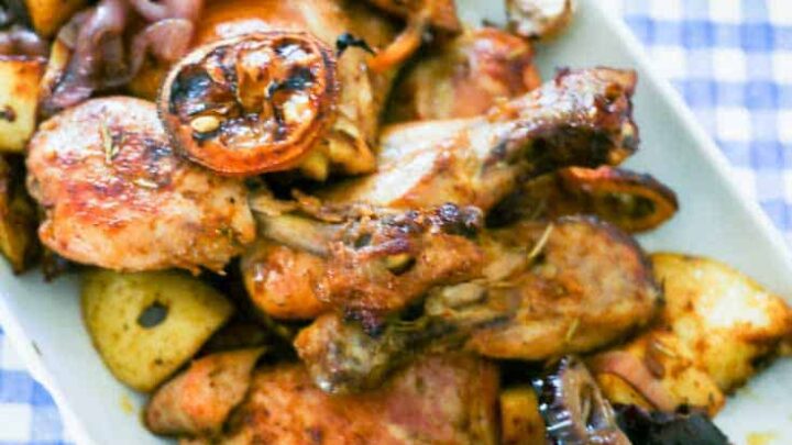 Sheet Pan Shawarma Chicken with Potatoes and Onions