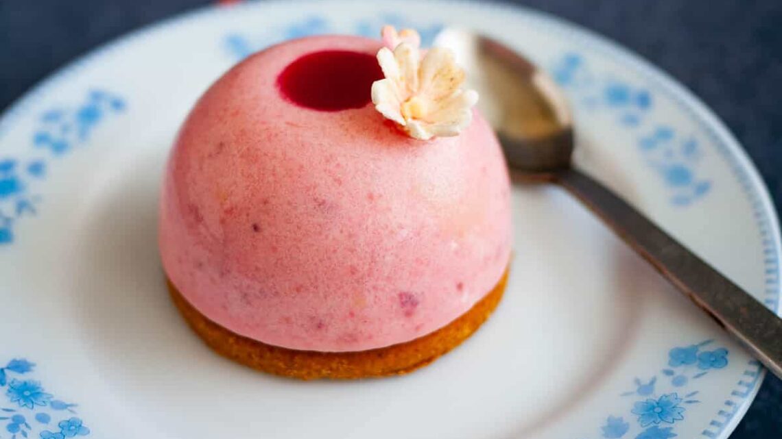 Strawberry Mousse Domes with Pastry Cream Insert